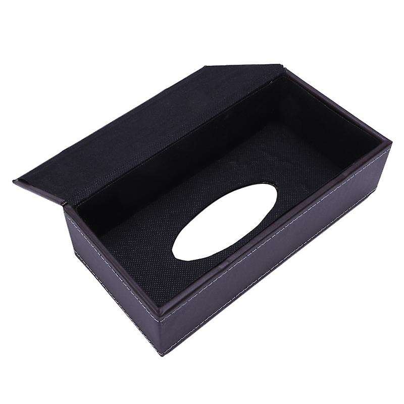 3x Portable Leather Rectangular Tissue Cover Box Brown