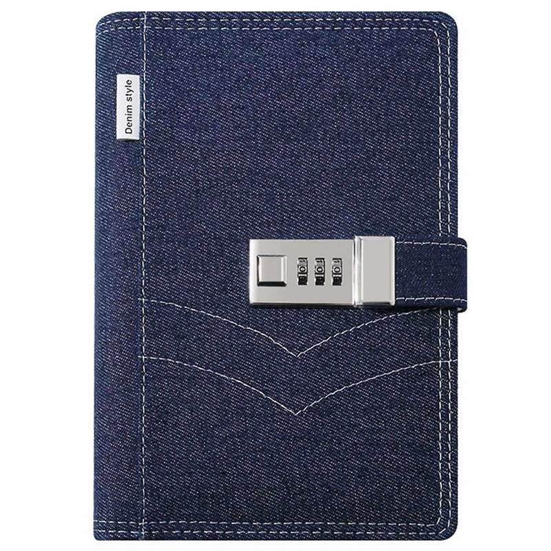 B6 Password Book Diary Girl Secret Book with Lock Navy Blue