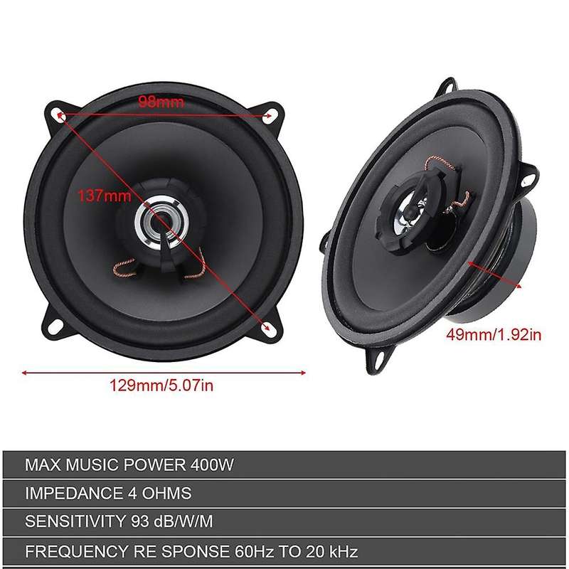 1 Piece 5 Inch 2-way Universal Car Hifi Coaxial Speaker Auto Audio