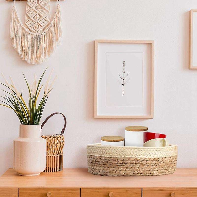 3pcs Rattan Wicker Basket Tray Set for Organizing Wicker Fruit Basket