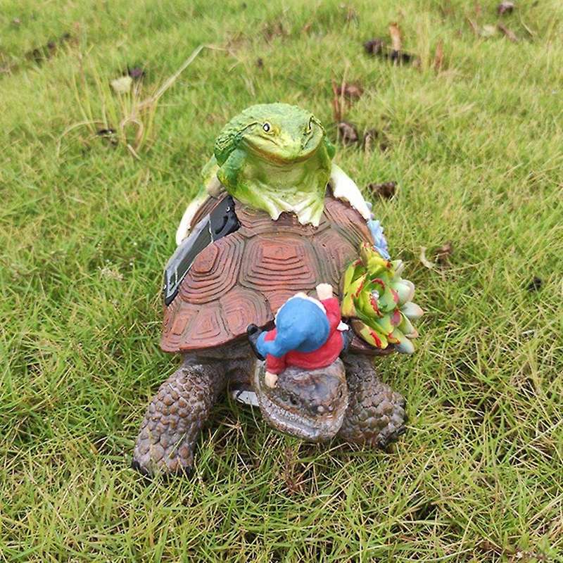 Frog Gnome Garden Statue with Solar Light, for Outdoor Decoration