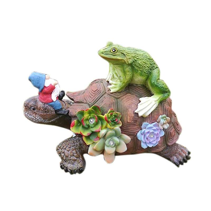 Frog Gnome Garden Statue with Solar Light, for Outdoor Decoration