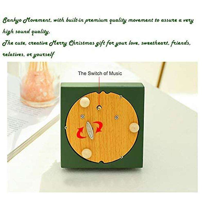 Wood Carved Mechanism Train Wooden Music Box Christmas Music Gift