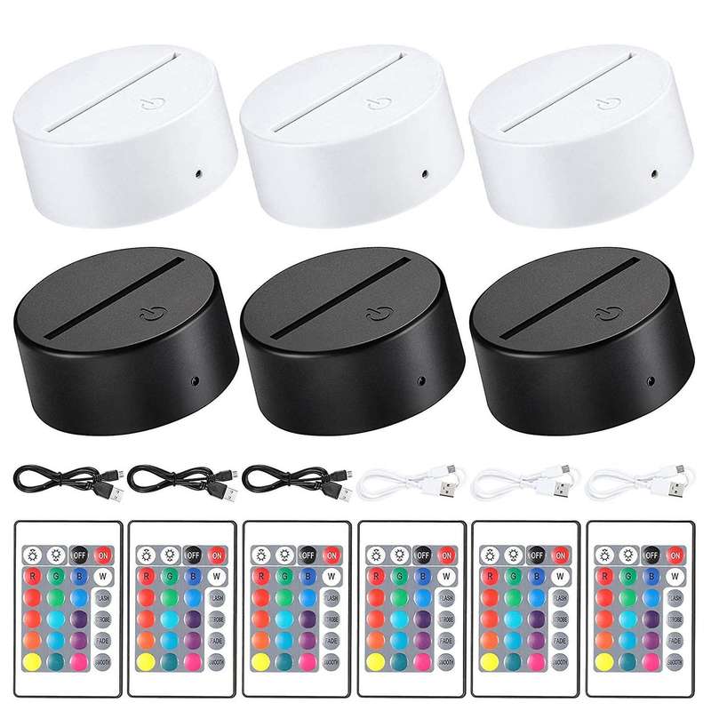 3d Lamp Base 16 Colors with Remote Control and Usb Cable,for Room