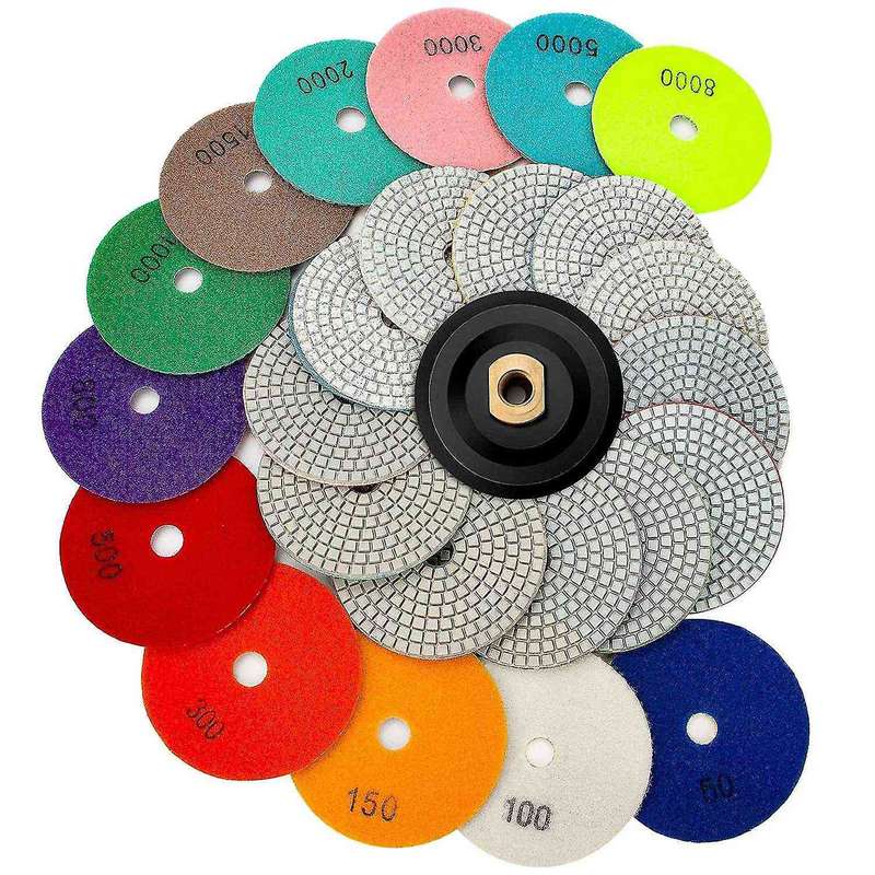 13 Packs 4 Inch Diamond Polishing Pads with 5/8 Inch-11 Backer Pad