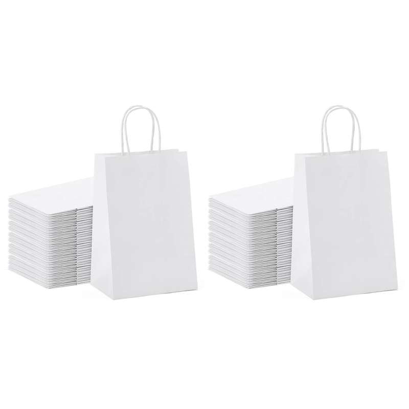 Kraft Paper Bags 50pcs 5.9x3.14x8.2 Inches Small Paper Gift Bags