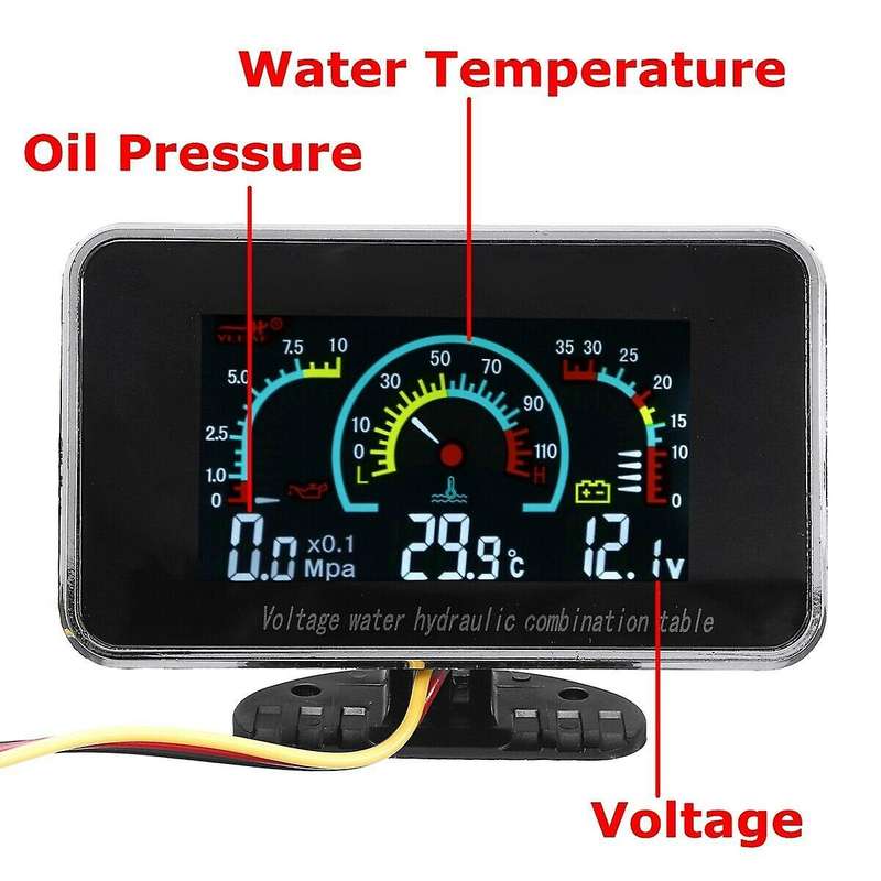 3 In1 Lcd Car Digital Gauge Voltmeter/oil Pressure/water Temp 12-24v