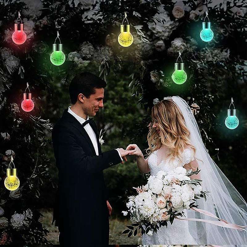Outdoor Decorative Solar Powered Lanterns Cracked Glass Ball Ligh