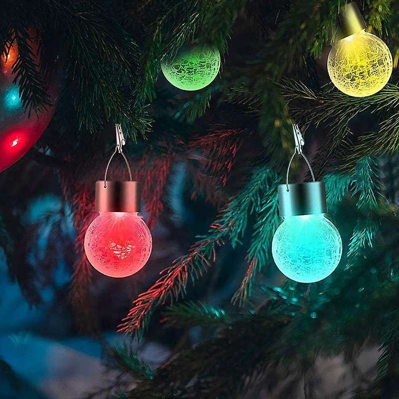 Outdoor Decorative Solar Powered Lanterns Cracked Glass Ball Ligh