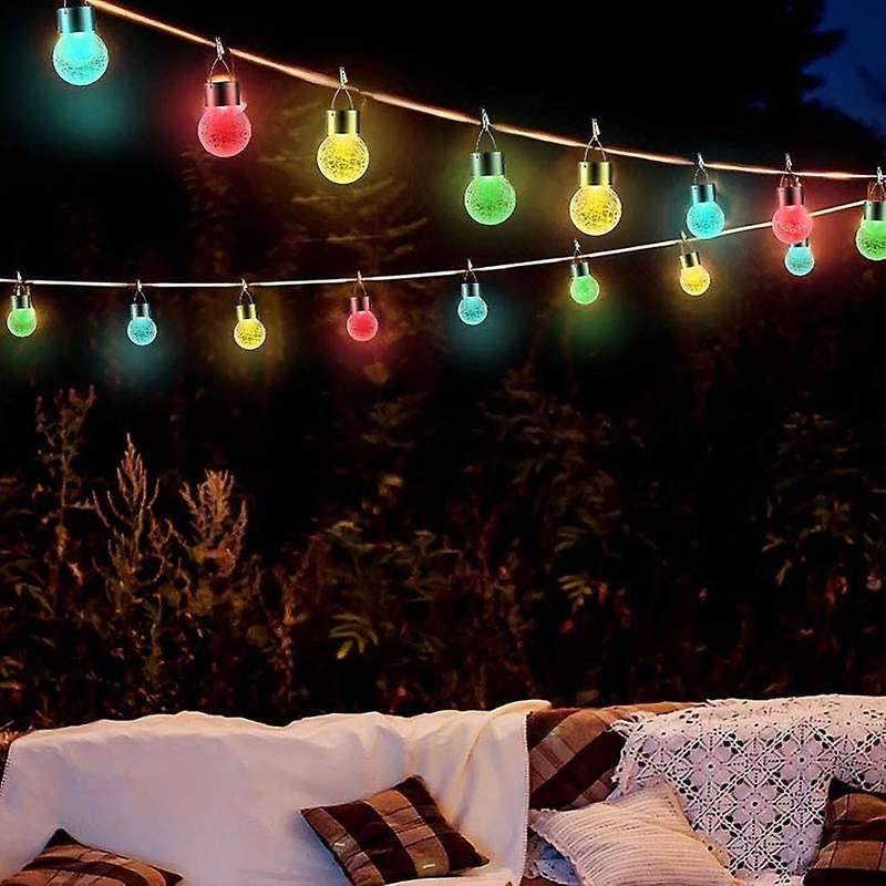 Outdoor Decorative Solar Powered Lanterns Cracked Glass Ball Ligh