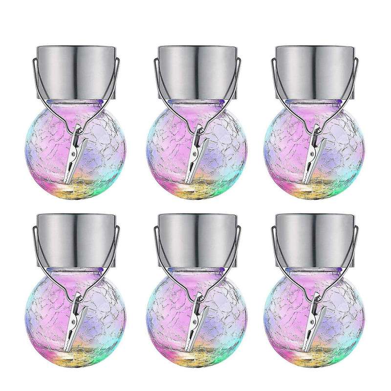Outdoor Decorative Solar Powered Lanterns Cracked Glass Ball Ligh
