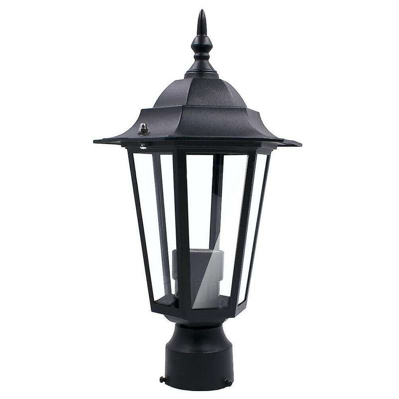 Post Pole Light Outdoor Garden Patio Driveway Yard Lantern Lamp Black