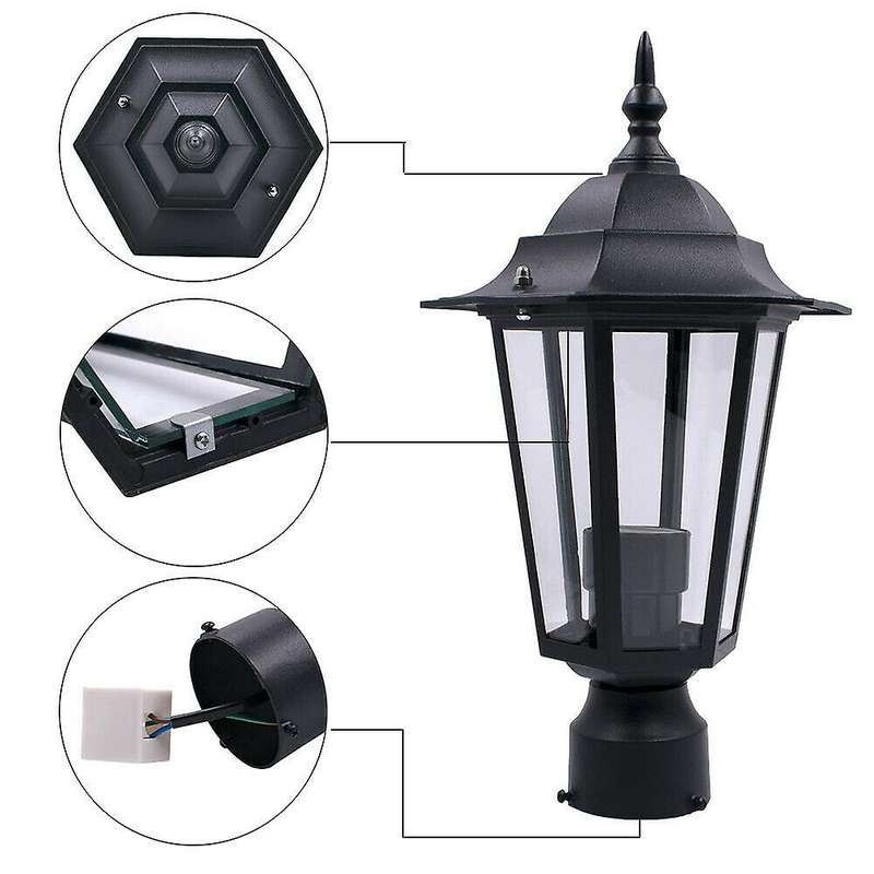 Post Pole Light Outdoor Garden Patio Driveway Yard Lantern Lamp Black