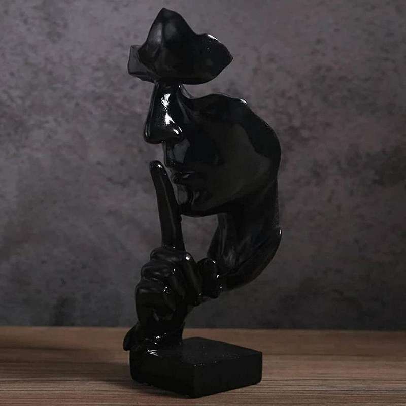 Silence Is Golden Abstract Character Wine Cabinet Porch Decor Black