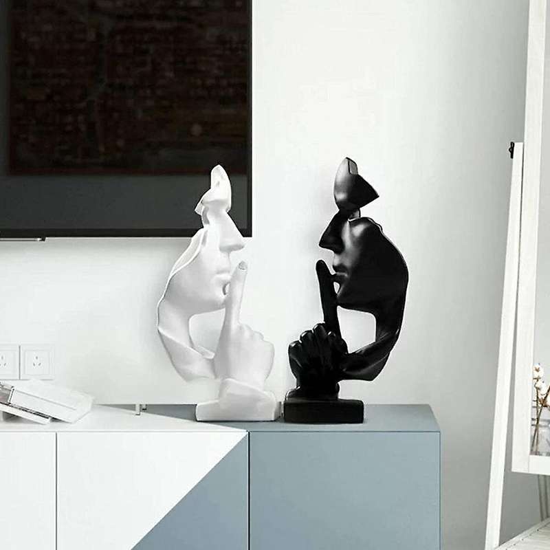 Silence Is Golden Abstract Character Wine Cabinet Porch Decor Black
