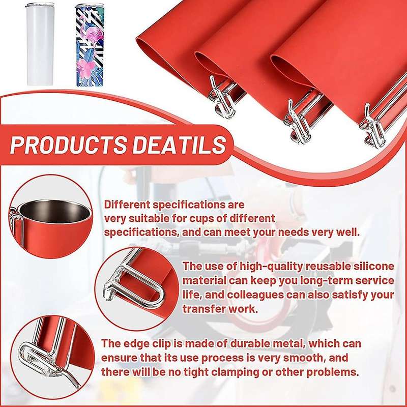 3 Pieces Sublimation Silicone Mug Wrap Silicone Cup Clamp Heat Press