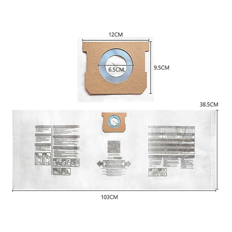 10 Pack Vf2005 Replacement Vacuum Dust Bags for Shop-vac 10 to 14