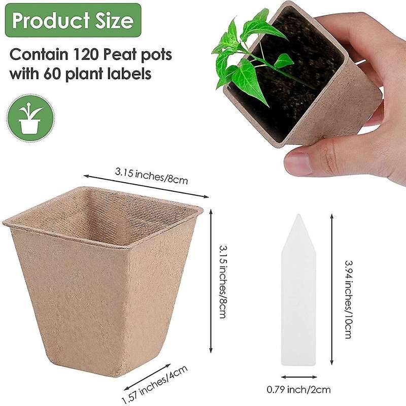 120 Pieces Fibre Pots Seedling Pots Starter Tray Kit Seedling Pots