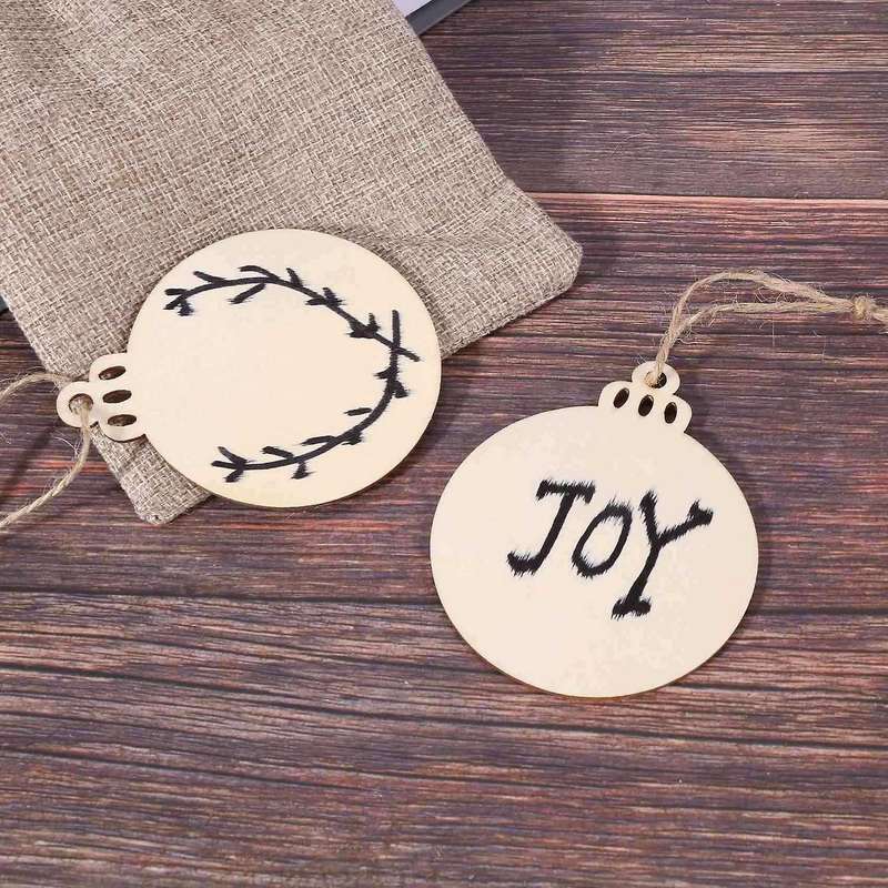 150pcs Diy Craft Wooden Round Bauble with 150pcs Twines to Paint