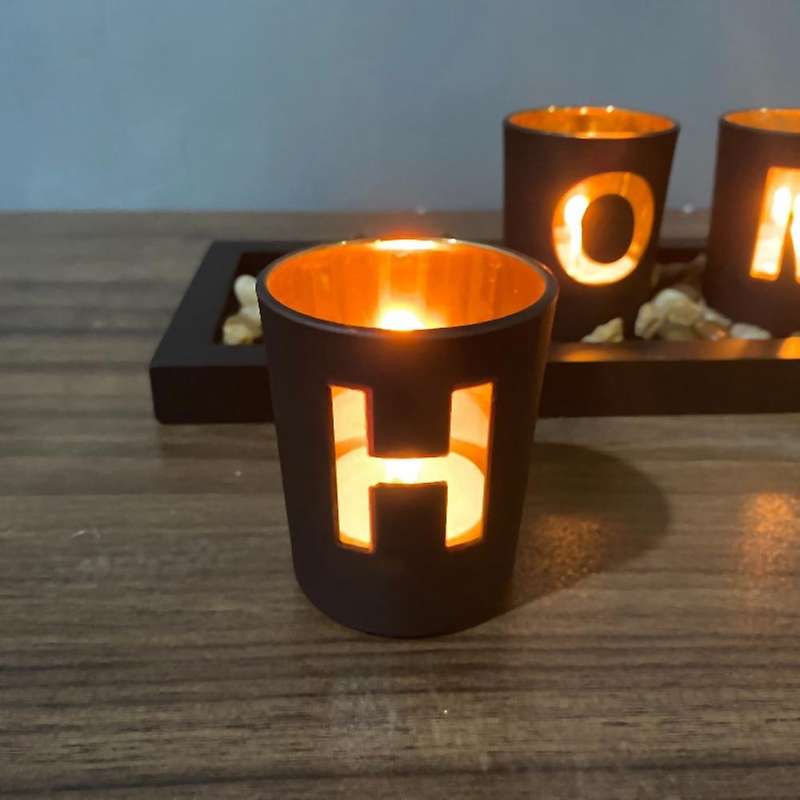 Hollow Candlestick Wooden Home Letter Creative Set