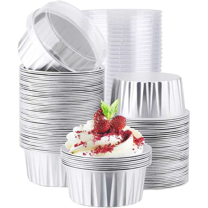 Foil Ramekins with Lids,aluminum Foil Cupcake Liners,silver