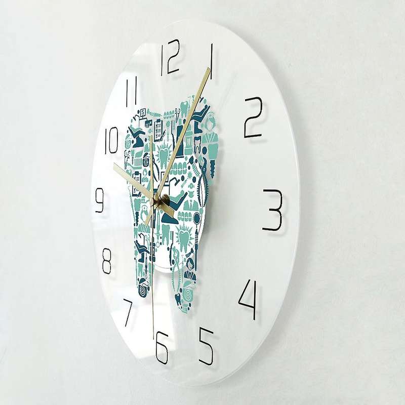 Dental Clinic Tooth Wall Clock Dental Care Acrylic Hanging Clock