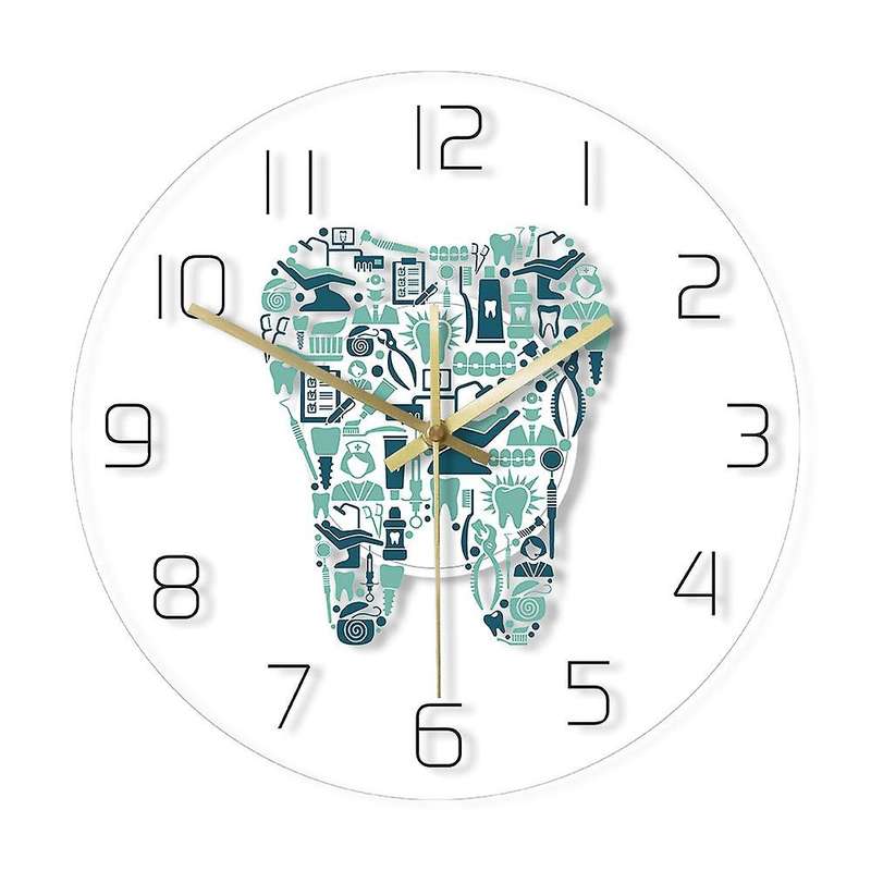 Dental Clinic Tooth Wall Clock Dental Care Acrylic Hanging Clock