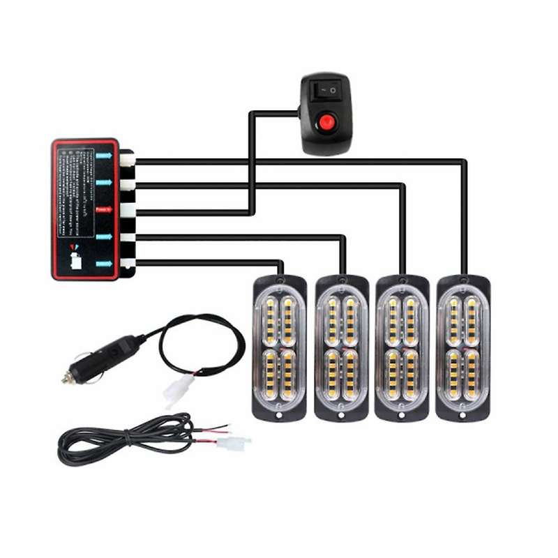 4pcs 20led Stroboscopes 12v Strobe Light Car (red Blue Light)