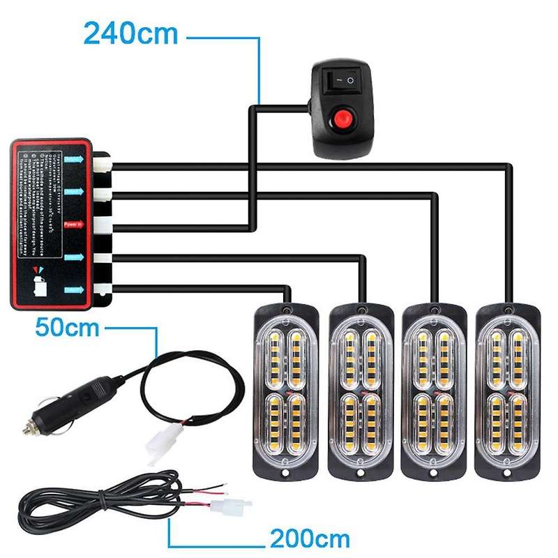 4pcs 20led Stroboscopes 12v Strobe Light Car (red Blue Light)