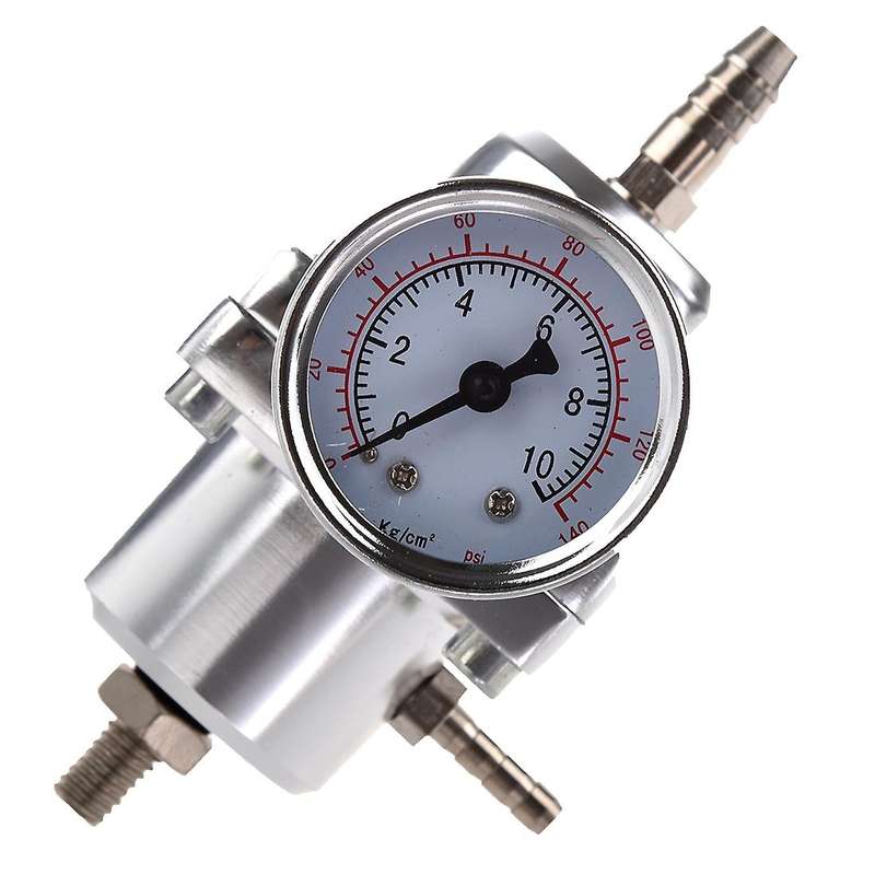 Universal Car Adjustable Fuel Pressure Regulator with Gauge Silver