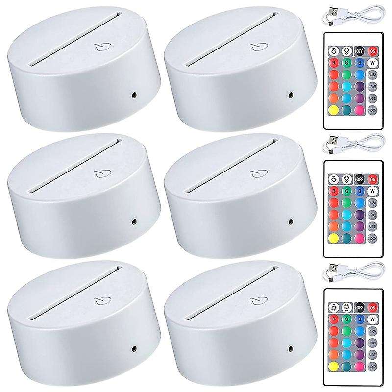 6 Pieces 3d Led Light Base, for Acrylic and Resin Glass (white)