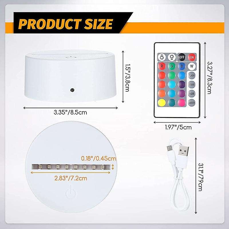 6 Pieces 3d Led Light Base, for Acrylic and Resin Glass (white)