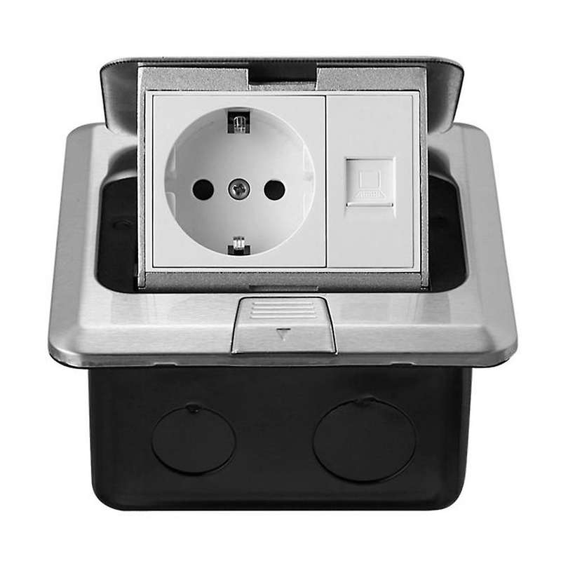 General Purpose Pop-up Floor Box Eu 2 Pin with Pc Socket, Eu Plug