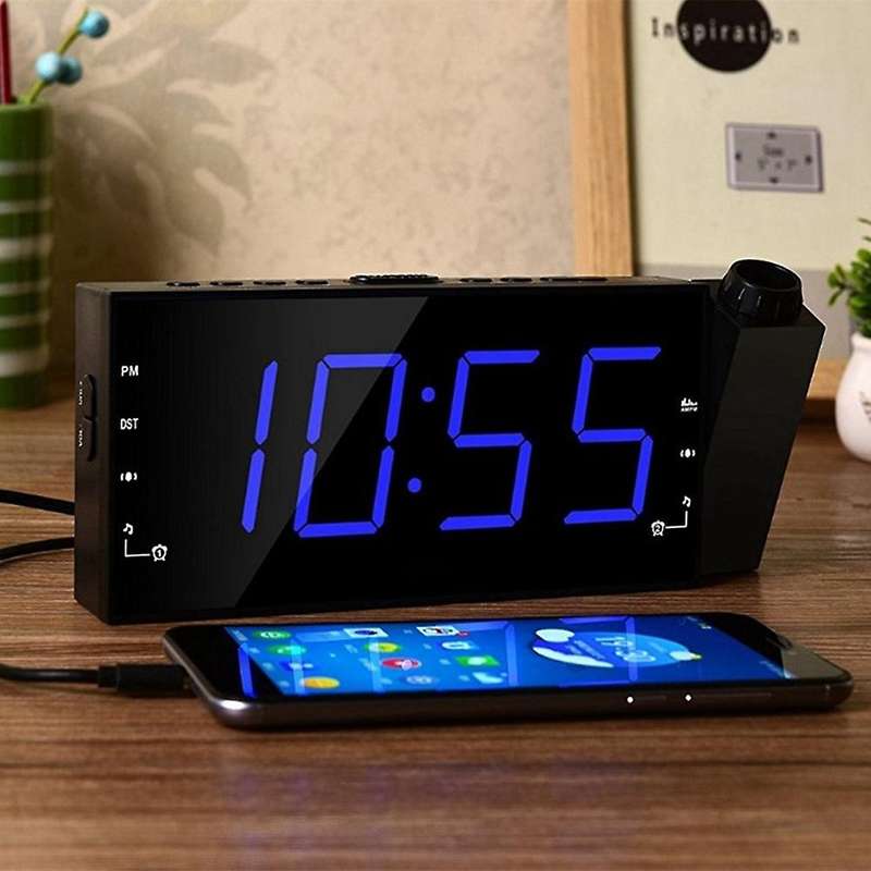 Alarm Clock for Bedrooms, with Projection, Temperature Humidity A