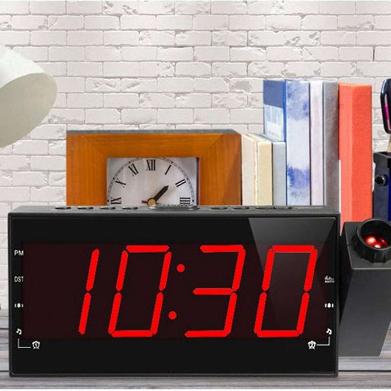 Alarm Clock for Bedrooms, with Projection, Temperature Humidity A