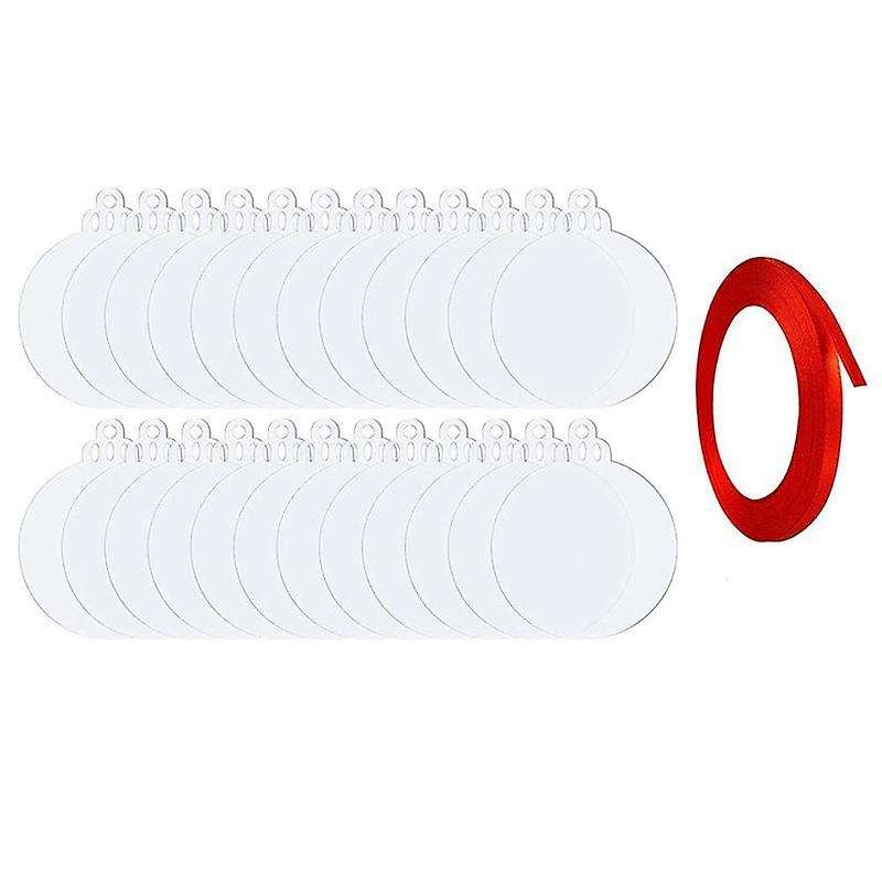 75 Pieces Acrylic Christmas Ornaments Red Ribbon for Decoration Tag