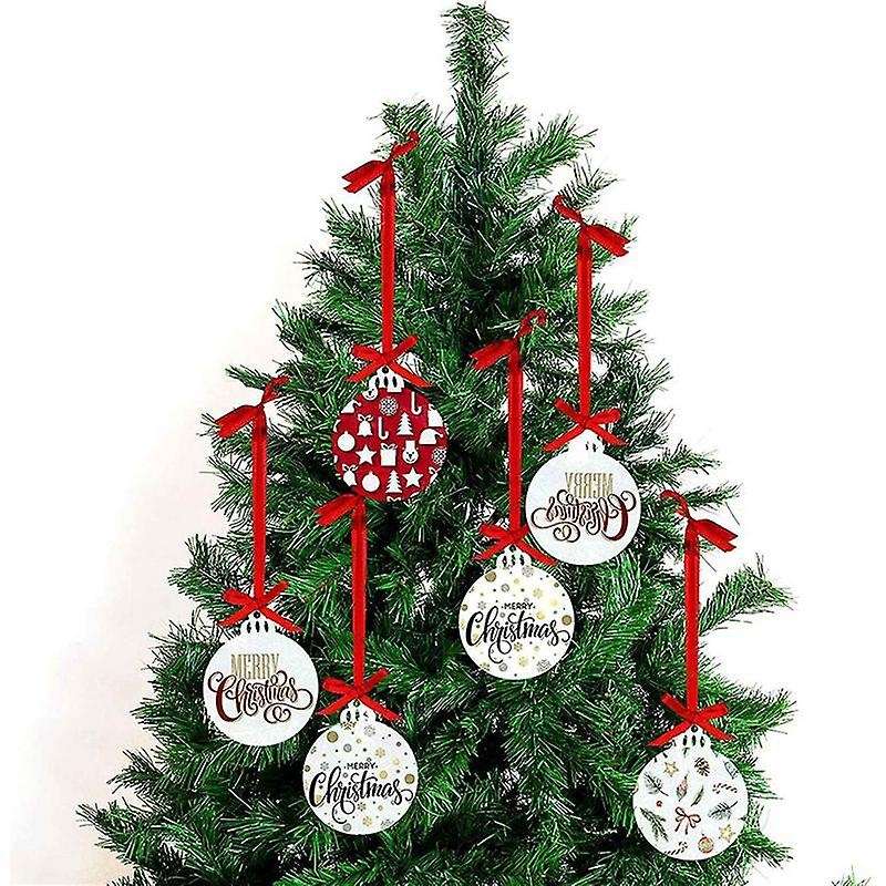 75 Pieces Acrylic Christmas Ornaments Red Ribbon for Decoration Tag