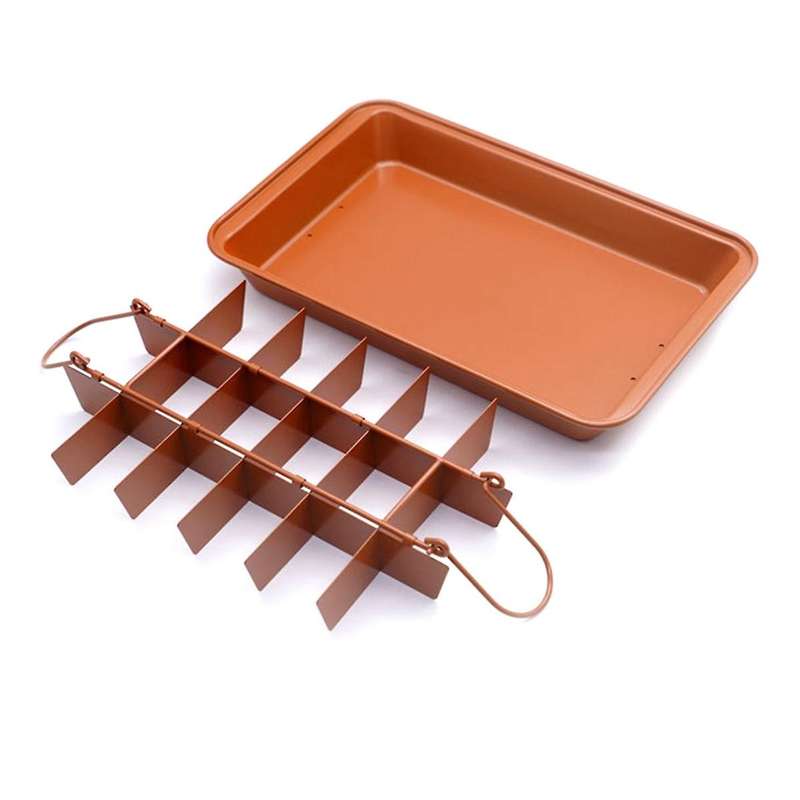 Brownie Bakeware Non-stick Carbon Steel Bakeware Grill with Divider