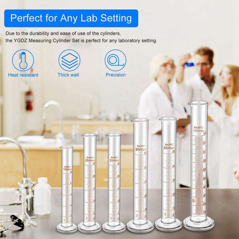 Thick Glass Graduated Measuring Cylinder Set Glass with Two Brushes