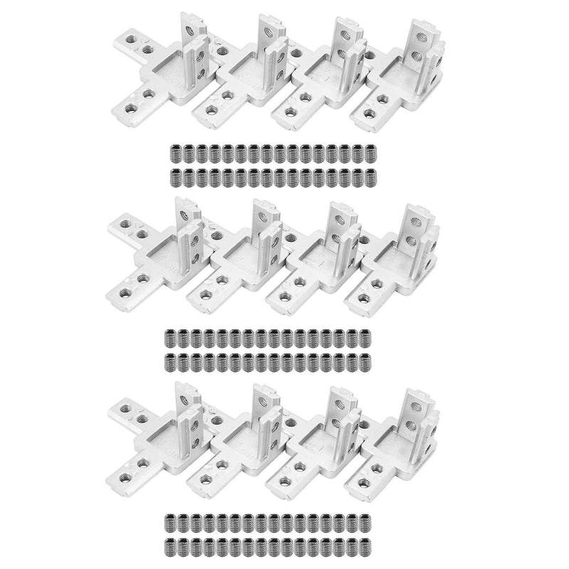 12-pack 3030 Series 3-way End Corner Bracket Connector,with Screws