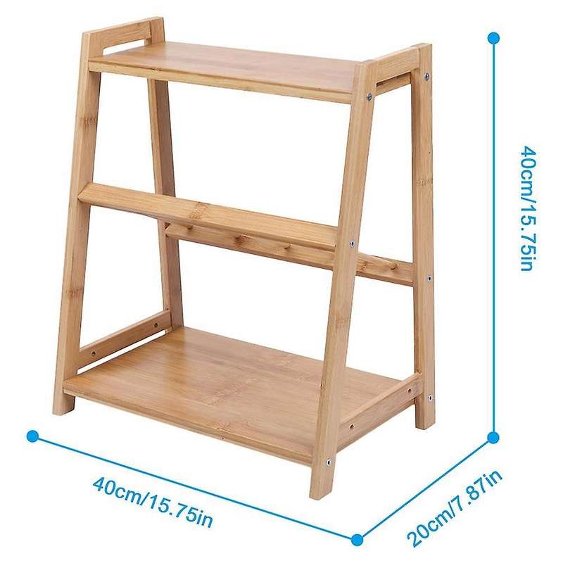 2 Layers Bamboo Storage Rack Kitchen Spice Jar Stand Seasoning