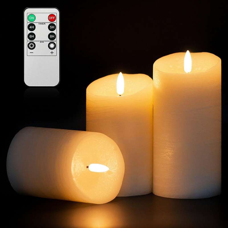 3d Flickering Candle Light Battery Remote Time Control Led (milky)