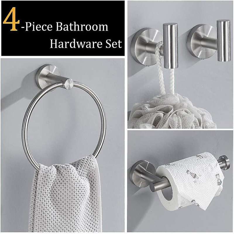 Bathroom Hardware Set Stainless Steel Towel Ring Toilet Paper Holder