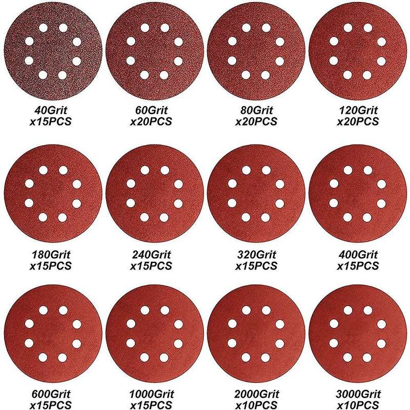 5-inch 8-hole Sanding Disc, Hook-and-loop Sandpaper,180 Sorting