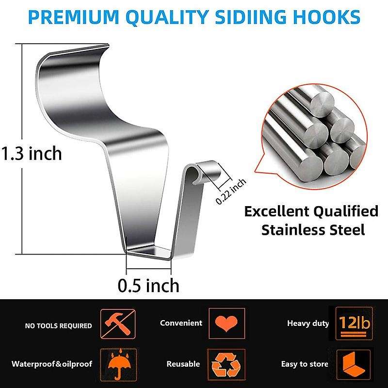 Vinyl Siding Hooks for Hanging [60 Pack], No-drilling Needed Hangers