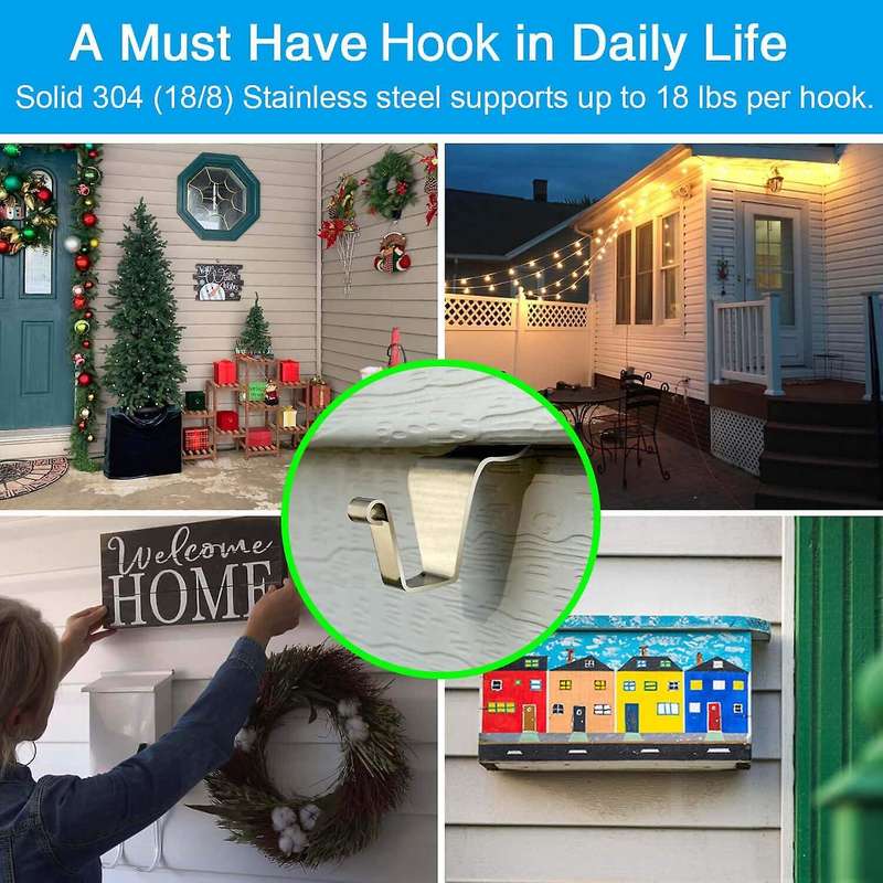 Vinyl Siding Hooks for Hanging [60 Pack], No-drilling Needed Hangers