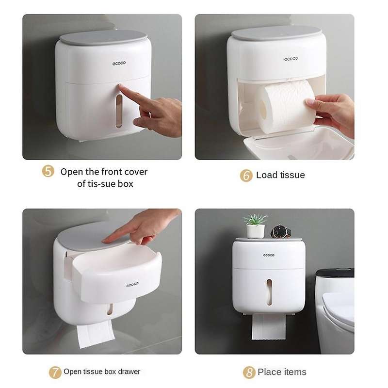 Ecoco Wall Mounted Toilet Paper Holder Shelf for Bathroom Toilet-c