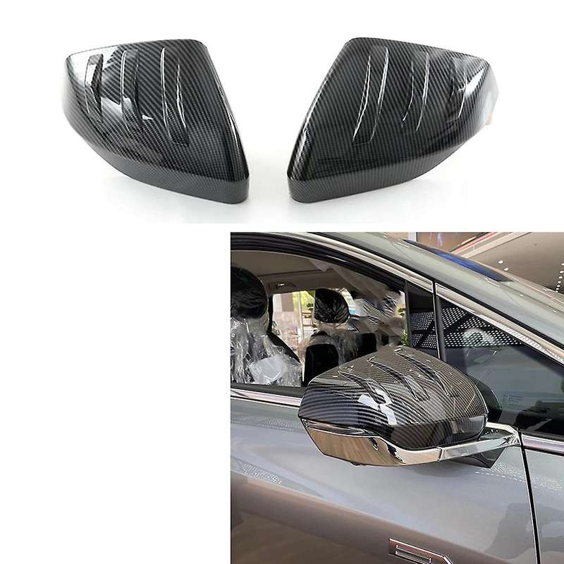 Car Carbon Fiber Rearview Side Glass Mirror Cover Trim Mirror Caps