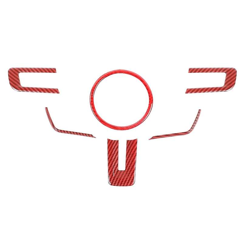 Steering Wheel Frame Trim Decor Cover for Ford 6pcs(red Carbon Fiber)