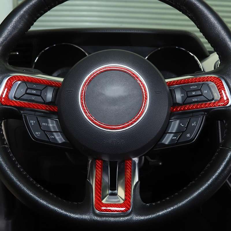 Steering Wheel Frame Trim Decor Cover for Ford 6pcs(red Carbon Fiber)